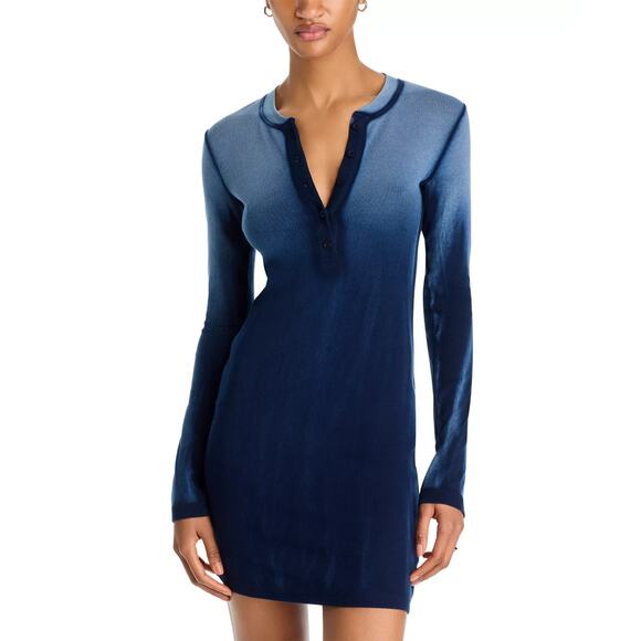 Cotton Citizen Women Verona Henley Mini Dress Navy Size S 0669 - Picture 1 of 5